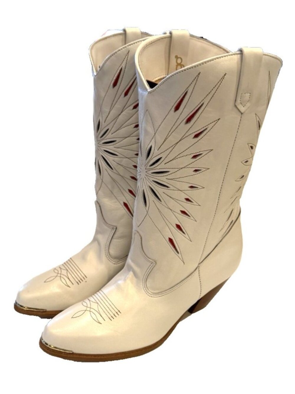 Dingo Acme Boots Cowboy Cowgirl Rodeo Red White Red Leather Block Heel Size 9